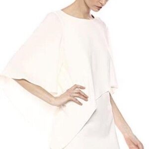 HALSTON HERITAGE Ivory Diagonal Drape Cape Dress